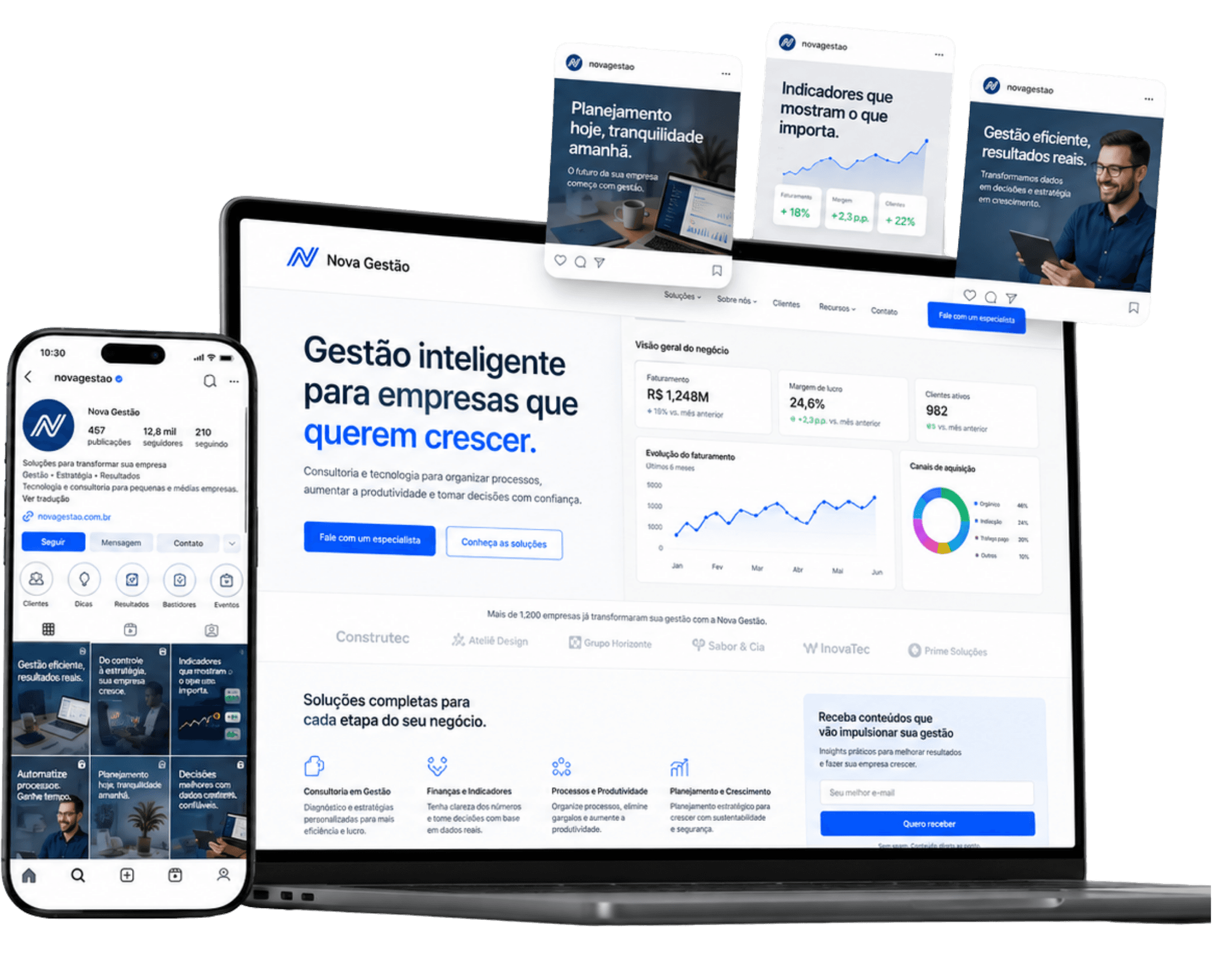 Site profissional e perfil digital estruturados para comunicar o posicionamento de um negócio